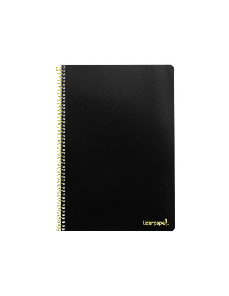Cuaderno espiral liderpapel folio smart tapa blanda 80h 60gr cuadro 4mm con margen color negro