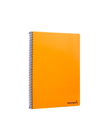 Cuaderno espiral liderpapel folio smart tapa blanda 80h 60gr cuadro 4mm con margen color naranja