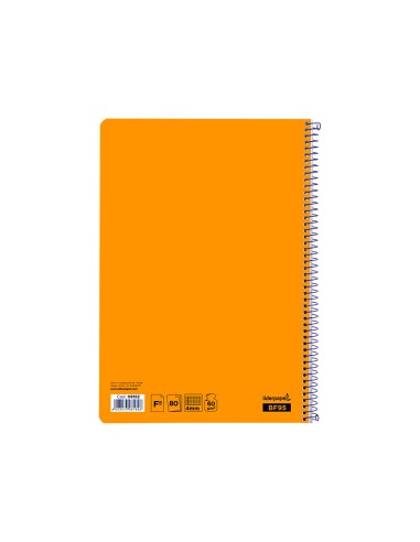 Cuaderno espiral liderpapel folio smart tapa blanda 80h 60gr cuadro 4mm con margen color naranja