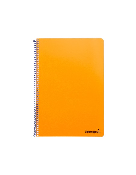 Cuaderno espiral liderpapel folio smart tapa blanda 80h 60gr cuadro 4mm con margen color naranja