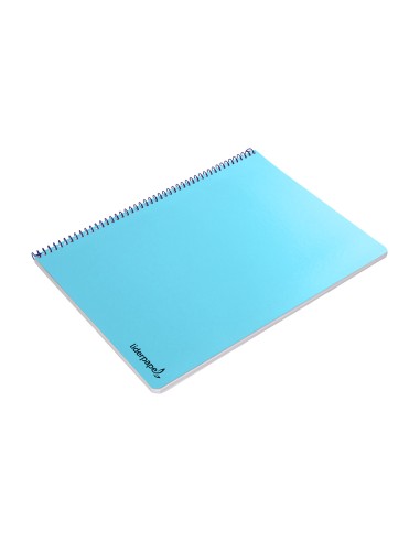 Cuaderno espiral liderpapel folio smart tapa blanda 80h 60gr cuadro 4mm con margen color celeste
