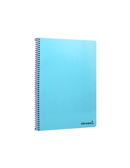 Cuaderno espiral liderpapel folio smart tapa blanda 80h 60gr cuadro 4mm con margen color celeste