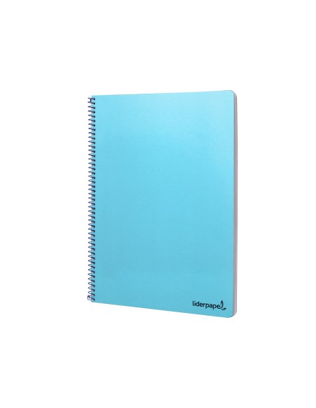 Cuaderno espiral liderpapel folio smart tapa blanda 80h 60gr cuadro 4mm con margen color celeste