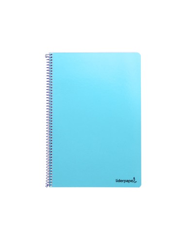 Cuaderno espiral liderpapel folio smart tapa blanda 80h 60gr cuadro 4mm con margen color celeste