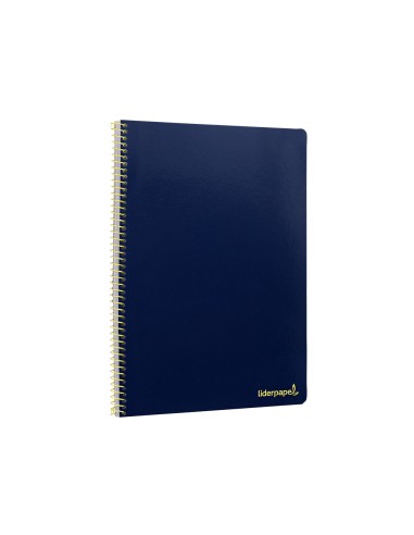 Cuaderno espiral liderpapel folio smart tapa blanda 80h 60gr cuadro 4mm con margen color azul oscuro