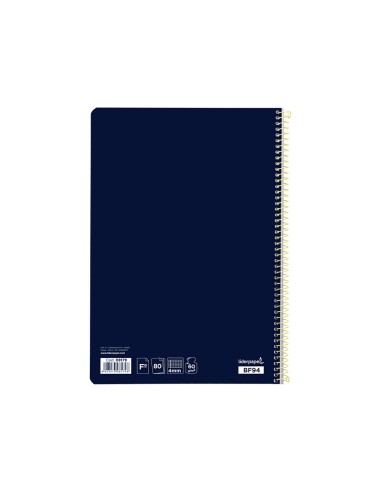 Cuaderno espiral liderpapel folio smart tapa blanda 80h 60gr cuadro 4mm con margen color azul oscuro