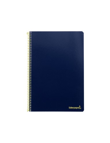 Cuaderno espiral liderpapel folio smart tapa blanda 80h 60gr cuadro 4mm con margen color azul oscuro