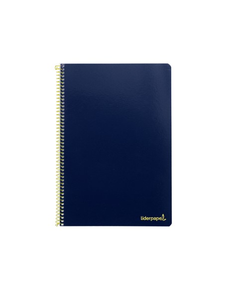 Cuaderno espiral liderpapel folio smart tapa blanda 80h 60gr cuadro 4mm con margen color azul oscuro