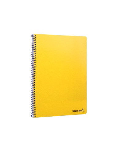 Cuaderno espiral liderpapel folio smart tapa blanda 80h 60gr cuadro 4mm con margen color amarillo