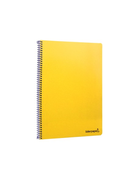Cuaderno espiral liderpapel folio smart tapa blanda 80h 60gr cuadro 4mm con margen color amarillo
