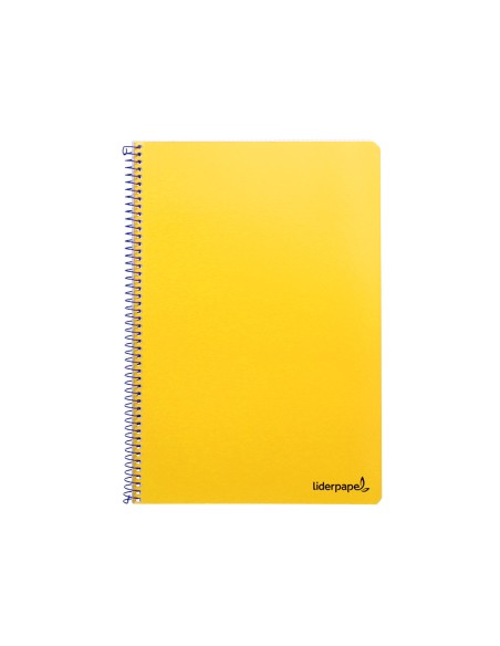 Cuaderno espiral liderpapel folio smart tapa blanda 80h 60gr cuadro 4mm con margen color amarillo