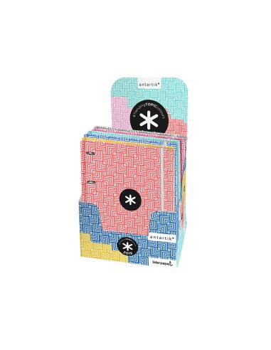 Carpeta liderpapel antartik con recambio a4 cuadro 5 mm forrada 4 anillas 25 mm trending topic colores