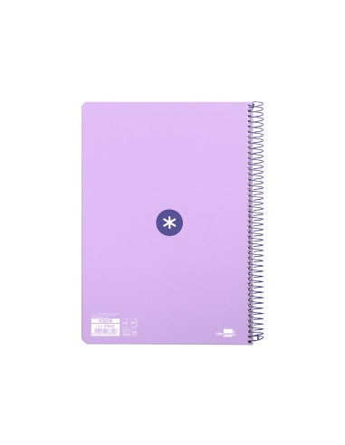 Cuaderno espiral liderpapel a5 antartik tapa dura 80h 100 gr cuadro 5mm color lavanda