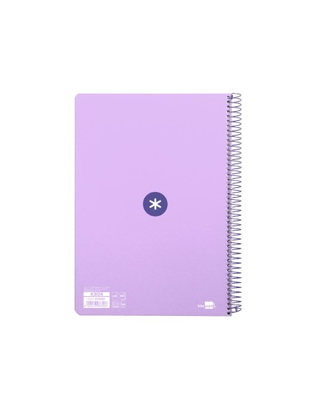 Cuaderno espiral liderpapel a5 antartik tapa dura 80h 100 gr cuadro 5mm color lavanda