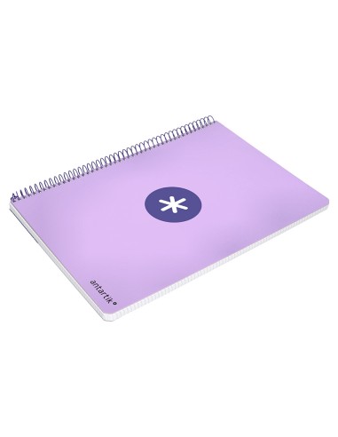 Cuaderno espiral liderpapel a4 micro antartik tapa dura 80h 100 gr cuadro 5 mm sin bandas 4 taladros color lavanda