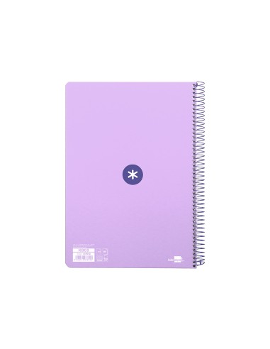 Cuaderno espiral liderpapel a4 micro antartik tapa dura 80h 100 gr cuadro 5 mm sin bandas 4 taladros color lavanda