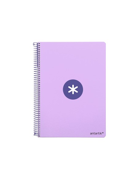 Cuaderno espiral liderpapel a4 micro antartik tapa dura 80h 100 gr cuadro 5 mm sin bandas 4 taladros color lavanda