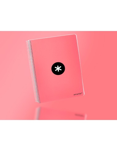 Cuaderno espiral liderpapel a4 micro antartik tapa dura 80 h 100 gr cuadro 5mm sin bandas 4 taladros color coral