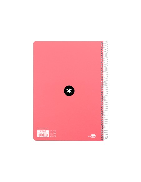 Cuaderno espiral liderpapel a4 micro antartik tapa dura 80 h 100 gr cuadro 5mm sin bandas 4 taladros color coral