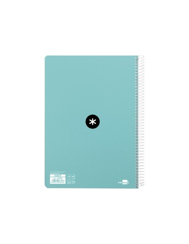 Cuaderno espiral liderpapel a4 micro antartik tapa dura 80h 100 gr cuadro 5mm sin bandas 4 taladros color menta
