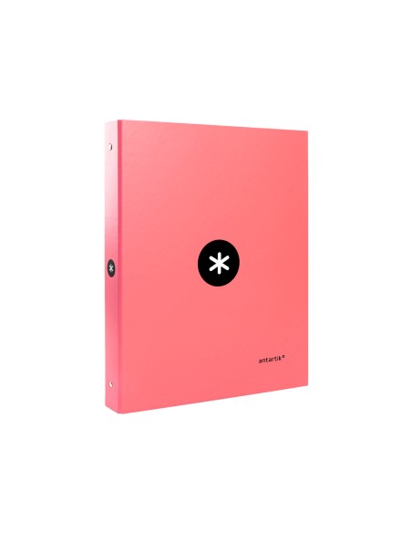 Carpeta antartik a4 forrada 4 anillas 25 mm redondas color coral