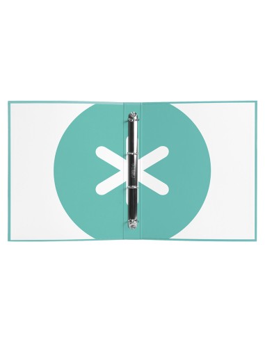 Carpeta antartik a4 forrada 4 anillas 25 mm redondas color menta