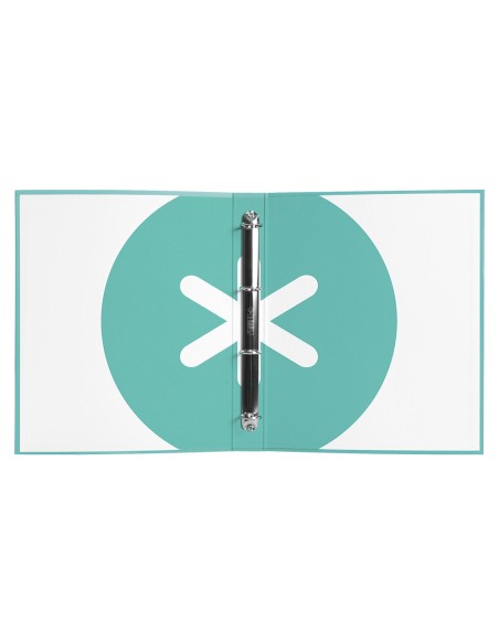 Carpeta antartik a4 forrada 4 anillas 25 mm redondas color menta