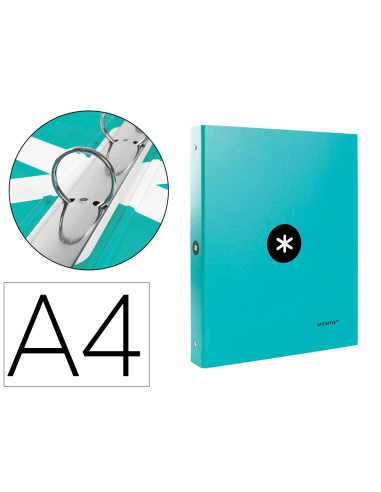 Carpeta antartik a4 forrada 4 anillas 25 mm redondas color menta