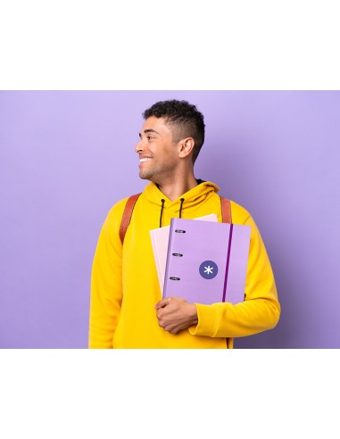 Carpeta con recambio antartik a4 cuadro 5mm forrada 4 anillas 40mm redondas color lavanda