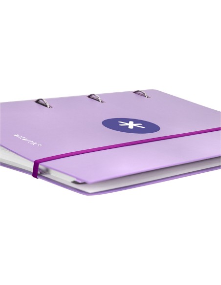 Carpeta con recambio antartik a4 cuadro 5mm forrada 4 anillas 40mm redondas color lavanda