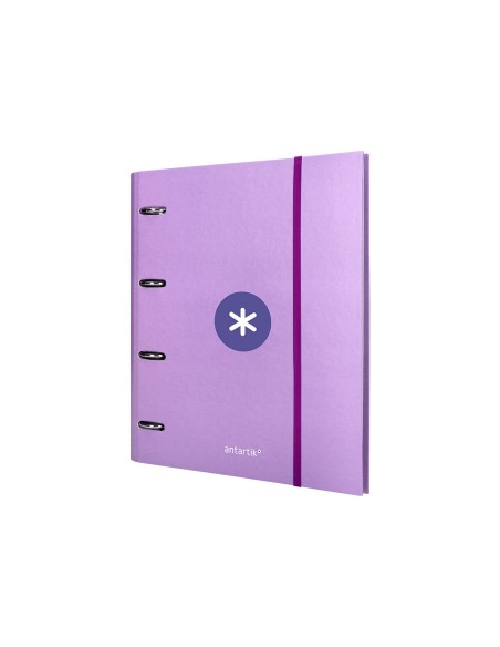 Carpeta con recambio antartik a4 cuadro 5mm forrada 4 anillas 40mm redondas color lavanda