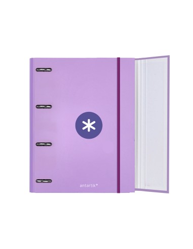 Carpeta con recambio antartik a4 cuadro 5mm forrada 4 anillas 40mm redondas color lavanda