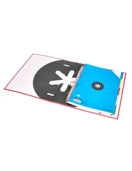 Carpeta con recambio antartik a4 cuadro 5mm forrada 4 anillas 40mm redondas color coral