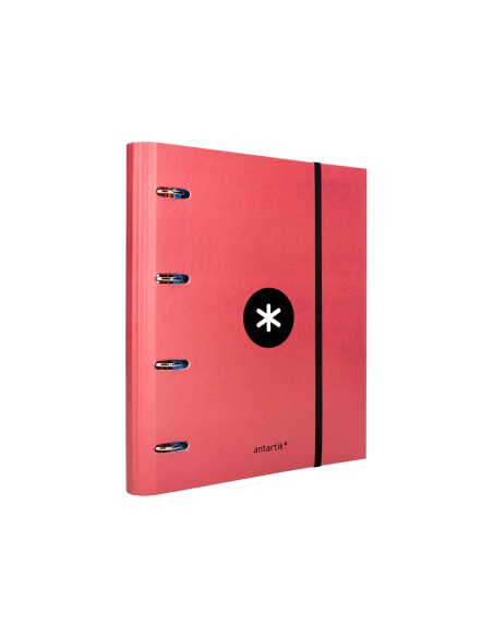 Carpeta con recambio antartik a4 cuadro 5mm forrada 4 anillas 40mm redondas color coral