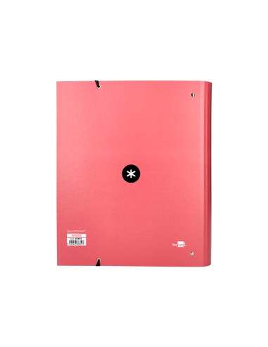 Carpeta con recambio antartik a4 cuadro 5mm forrada 4 anillas 40mm redondas color coral