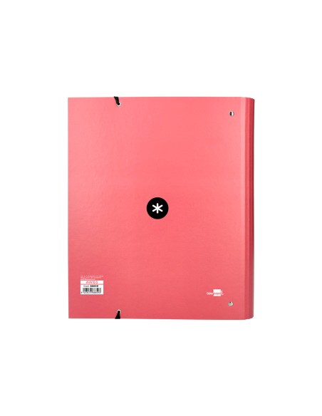 Carpeta con recambio antartik a4 cuadro 5mm forrada 4 anillas 40mm redondas color coral