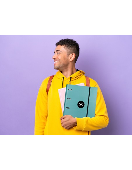 Carpeta con recambio antartik a4 cuadro 5mm forrada 4 anillas 40mm redondas color menta