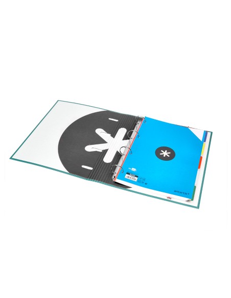 Carpeta con recambio antartik a4 cuadro 5mm forrada 4 anillas 40mm redondas color menta