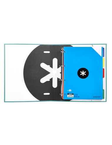 Carpeta con recambio antartik a4 cuadro 5mm forrada 4 anillas 40mm redondas color menta