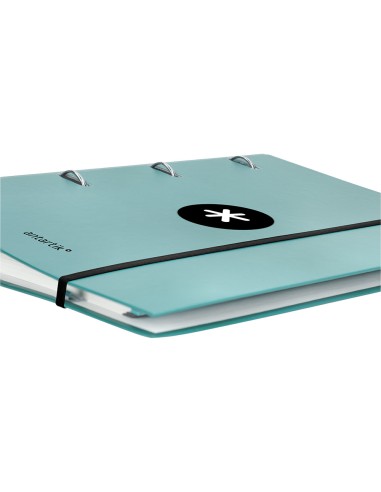 Carpeta con recambio antartik a4 cuadro 5mm forrada 4 anillas 40mm redondas color menta