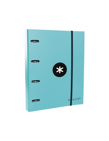 Carpeta con recambio antartik a4 cuadro 5mm forrada 4 anillas 40mm redondas color menta