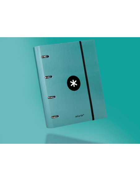Carpeta con recambio antartik a4 cuadro 5mm forrada 4 anillas 40mm redondas color menta
