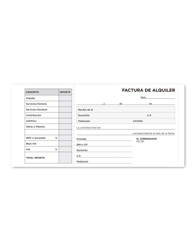 Talonario liderpapel inquilinato tres en folio 107 con condiciones