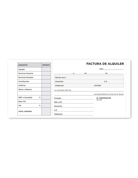 Talonario liderpapel inquilinato tres en folio 107 con condiciones