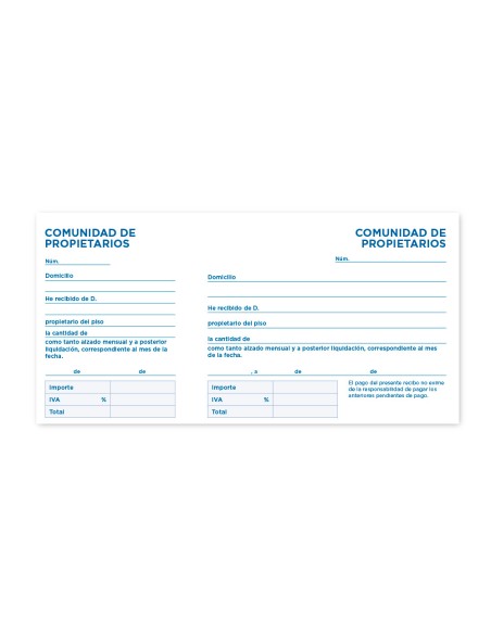 Talonario liderpapel comunidad tres en folio 106 con iva