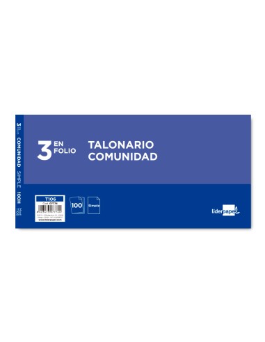 Talonario liderpapel comunidad tres en folio 106 con iva