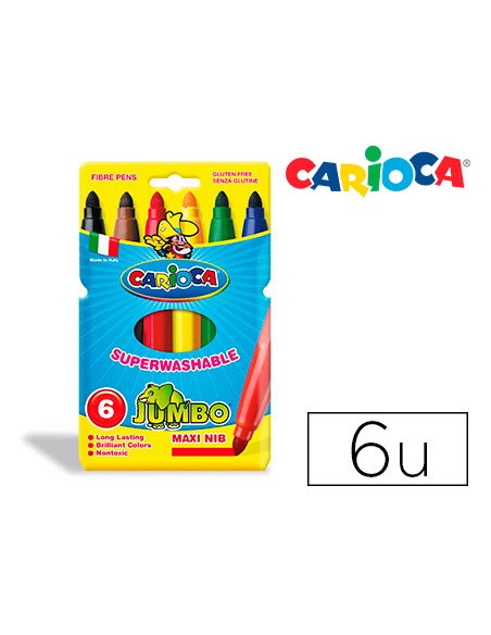 Rotulador carioca jumbo punta gruesa estuche de 6 colores surtidos