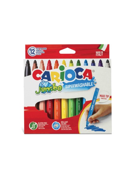 Rotulador carioca jumbo punta gruesa estuche de 12 colores surtidos