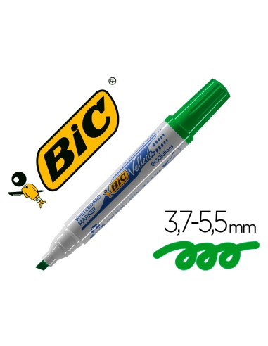 Rotulador bic velleda para pizarra verde punta biselada 59 mm