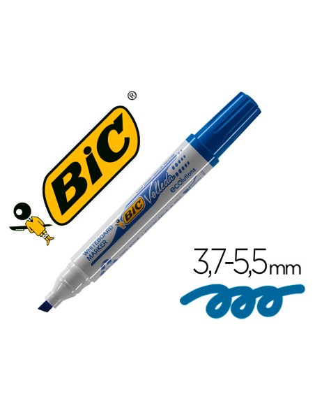 Rotulador bic velleda para pizarra azul punta biselada 59 mm